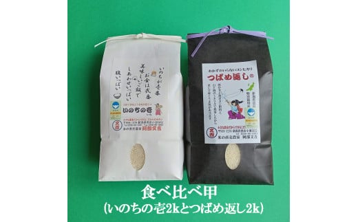【令和7年産】食べ比べ甲 (いのちの壱白米2kgとつばめ返し白米2kg) FC019033新潟県燕市19000米・パン白米