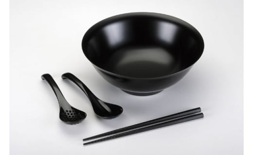 メタル丼、箸、レンゲセット(黒) FC020039新潟県燕市20000雑貨・日用品食器・グラス
