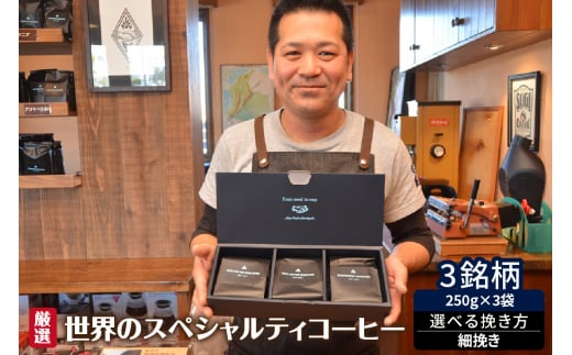 厳選!世界のスペシャルティコーヒー 250g×3種 細挽き愛知県高浜市24000お茶・飲料コーヒー・紅茶