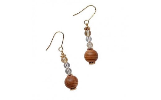 屋久杉×4月誕生石 イヤリング鹿児島県屋久島町10000衣類・装飾品・工芸品アクセサリー