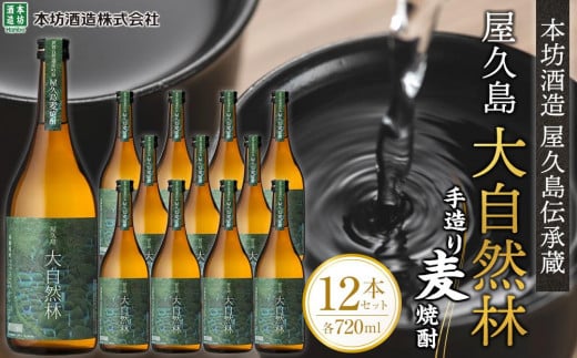 屋久島 大自然林 麦 720ml 12本 屋久島産の手造り麦焼酎<本坊酒造 屋久島伝承蔵>鹿児島県屋久島町67000酒・アルコール焼酎