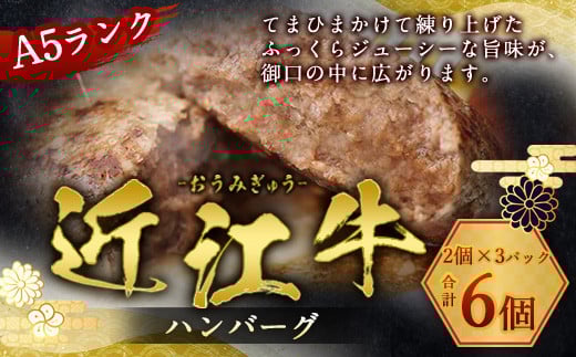 近江牛 ハンバーグ 6個 A5 ランク 使用 フレンチレストランRuisseauシェフ監修 牛肉 和牛 黒毛和牛 国産 AI14滋賀県愛荘町18000肉牛肉
