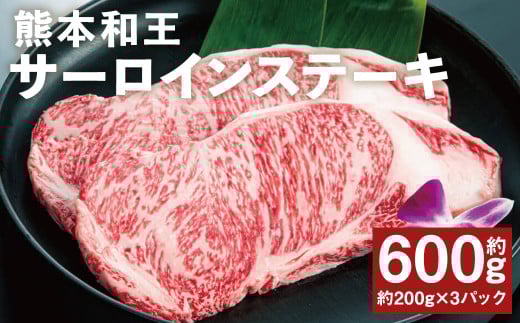 熊本和王 サーロインステーキ 約200g×3パック 合計約600g サーロイン ステーキ 牛肉 肉 お肉 にく 黒毛和牛 和牛 熊本県産熊本県菊池市27000肉牛肉