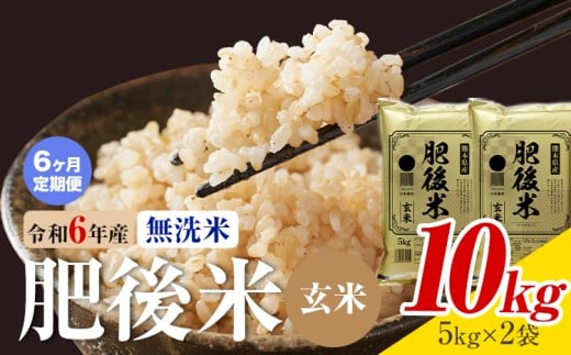 【6ヶ月定期便】熊本県産 肥後米 無洗米 玄米 10kg 1袋5kg 米 お米 令和6年産 九州産 熊本県産 《お申込み翌月に出荷予定》玄米 無洗米 米熊本県菊池市220000米・パン白米