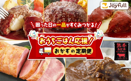 おうちごはん応援! おかずの定期便 ハンバーグ3種 肩ロースハム あか牛ビーフカレー《申込月の翌月から出荷開始》熊本県 菊池市 おかず 定期便 ハンバーグ ハム ビーフカレー カレー 夕