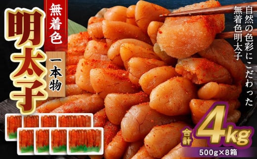 無着色明太子(一本物) 4kg(500g×8)北海道小樽市48000魚介・海産物明太子・その他魚卵