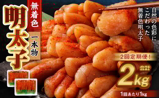 【2回定期便】無着色明太子 一本物 1kg(500g×2) めんたいこ 明太子 無着色 冷凍北海道小樽市24000魚介・海産物明太子・その他魚卵