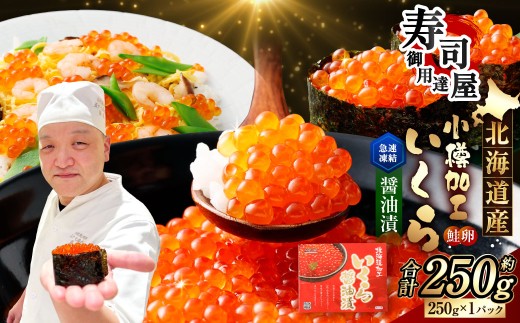 北海道加工 いくら醤油漬 約250g 1パック いくら醤油漬け いくら イクラ 醤油漬 醤油漬け 冷凍北海道小樽市13000魚介・海産物いくら