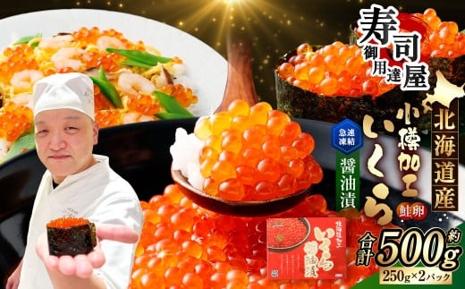 北海道加工 いくら醤油漬 計約500g (約250g×2パック) いくら醤油漬け いくら イクラ 醤油漬 醤油漬け 冷凍北海道小樽市26000魚介・海産物いくら