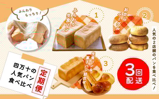 R6-320.【3回定期便】ふんわり・もっちり美味しい!四万十の人気パン食べ比べ定期便高知県四万十市23000米・パンパン