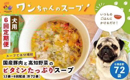 R6-431.【6回定期便】いつものごはんにかけるだけ!国産豚肉と高知野菜のビタミンたっぷりスープ 12袋セット×6回配送(合計72袋)【ペットフード】高知県四万十市58000鍋セット・総菜・加