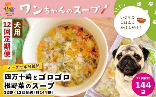 R6-435.【12回定期便】いつものごはんにかけるだけ!四万十鶏とゴロゴロ根野菜のスープ 12袋セット×12回配送(合計144袋)【ペットフード】高知県四万十市116000鍋セット・総菜・加工食品そ