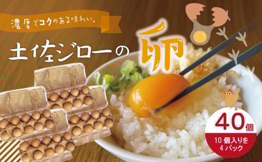 濃厚でコクのある味わい!のびのび育った土佐ジローの自然卵40個(10個入り×4パック)卵 玉子 たまご 鶏卵 土佐ジローの卵 土佐ジロー 自然卵 新鮮 旨味 濃厚 コク おいしい 自慢 こだわり