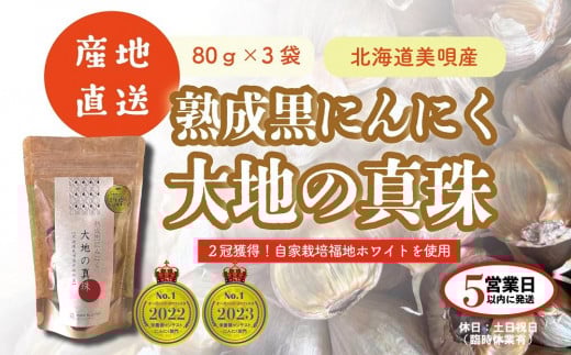 黒にんにく 大地の真珠 80g×3袋北海道美唄市10000野菜・きのこその他 野菜