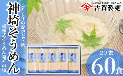 佐賀県特産品 神埼そうめん 20入 【素麺 そうめん 乾麺 お中元 贈答用 無添加 夏 自家用 麺類 簡単 手軽 保存食 佐賀県産 国産】(H014133)佐賀県神埼市21000麺そうめん・ひやむぎ