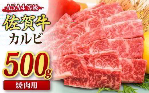佐賀牛 カルビ 焼肉用 500g A5 A4 【希少 国産和牛 牛肉 肉 牛 焼肉】(H085176)佐賀県神埼市15000肉牛肉