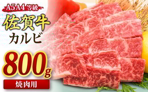 佐賀牛 カルビ 焼肉用 800g A5 A4 【希少 国産和牛 牛肉 肉 牛 焼肉】(H085191)佐賀県神埼市22000肉牛肉