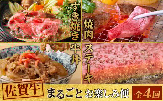 【4回定期便】 佐賀牛 まるごと欲張り お楽しみ便(合計3kg) 【希少 国産和牛 牛肉 肉 ヒレ サーロイン ロース ステーキ 特選 すき焼き】(H085146)佐賀県神埼市100000肉牛肉