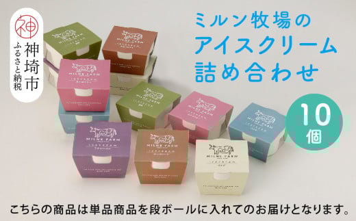 佐賀脊振高原ミルン牧場のアイスクリーム10個セット【手作り 濃厚 生乳 ミルク バニラ 抹茶 チョコ ストロベリー ラムレーズン】(H102122)佐賀県神埼市11000菓子・スイーツアイス・ジェラート