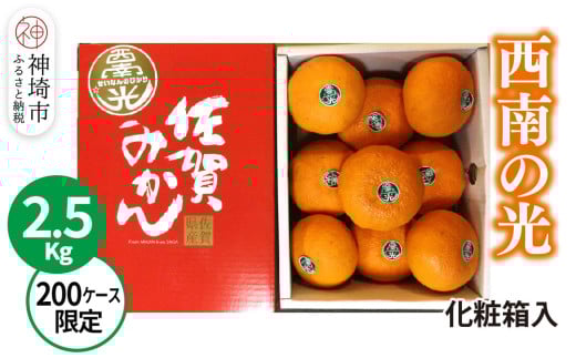 【2025年12月上旬より発送開始】西南の光 2.5kg(化粧箱入り)【みかん 柑橘 フルーツ デザート βクリプトキサンチン 手土産】(H116150)佐賀県神埼市17000果物・フルーツみかん・柑橘類