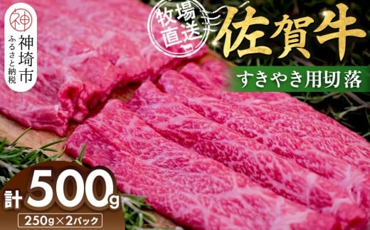 佐賀牛 すきやき用切落250g×2パック計500g【佐賀牛 すき焼き用 切り落とし 牧場直送 小分け】(H122140)佐賀県神埼市12000肉牛肉