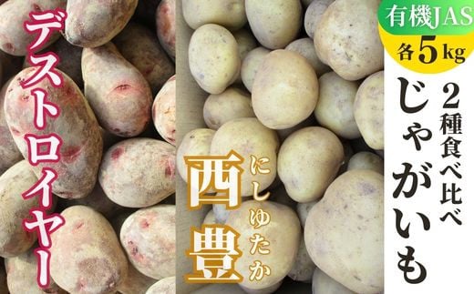 先行予約 有機JASじゃがいも 2種 食べ比べ 10kg 各5kg (西豊、グランドペチカ/デストロイヤー) 【畑直送】大分県豊後高田市13000野菜・きのこじゃがいも・イモ類