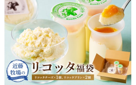 近藤牧場のリコッタ福袋(リコッタチーズ180g、リコッタプリン120ml×2) mi0003-0010千葉県南房総市8500卵・乳製品チーズ