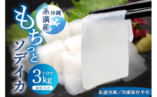 モチっとした新食感! ソデイカ  セーイカ 約3kg いか 刺身 イカ 大容量 真空パック 小分け 訳あり 訳アリ いか刺身 お徳用 急速 冷凍 直送 海産物 簡易包装 沖縄 グルメ 沖縄県 海産物 産地直