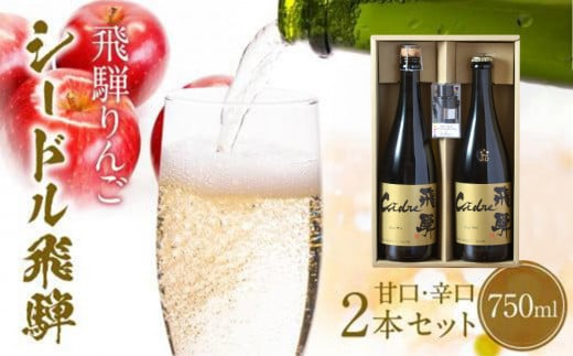 飛騨りんご シードル飛騨 辛口・甘口 750ml各1本セット | スパークリング スパークリングワイン シードル お酒 果実酒 りんご リンゴ 林檎 ワイン セット 化粧箱入り プレゼント 飛騨高山 木