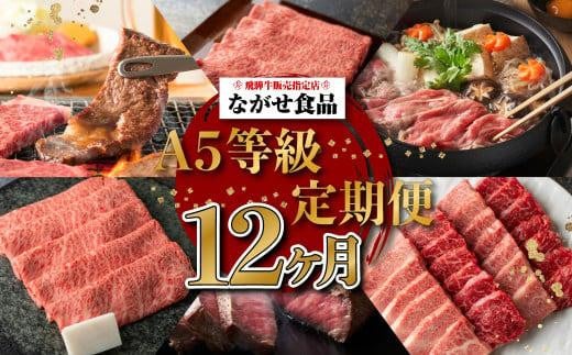 A5ランク 飛騨牛 定期便 12回 食べ尽くし ( 焼肉 すき焼き しゃぶしゃぶ ステーキ ヒレステーキ ) 12ヶ月 肉 飛騨牛 定期便 約4.96kg 牛肉 食べ比べ 人気 お楽しみ おすすめ 岐阜県 高山市 飛騨高