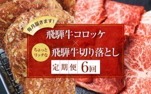 「飛騨牛のコロッケと飛騨牛切り落とし定期便」(全6回)コロッケと飛騨牛を毎月交互にお届け! 飛騨牛 コロッケ 切り落とし 定期便 ZZ001岐阜県高山市67000肉牛肉
