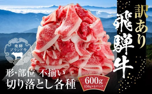 訳あり 飛騨牛 切落とし 600g(150g×4パック) 冷凍真空パック | 肉 お肉 切り落とし すき焼き すきやき 黒毛和牛 和牛 個包装 小分け 人気 おすすめ 牛肉 ギフト お取り寄せ【飛騨高山ミート M