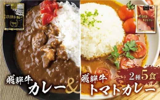 【2月発送】飛騨牛カレー (3袋) 飛騨牛トマトカレー (2袋)  計5食   簡易包装 ビーフカレー 飛騨牛 トマト カレー レトルトカレー  ふるさと清見 DC003VC02岐阜県高山市5000鍋セット・総菜・加工