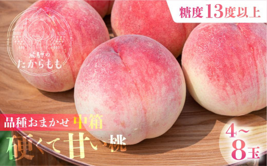 【2026年発送中】飛騨のたから桃 糖度13度以上 硬肉品種 (4-8玉)※8月末〜順次お届け | 小箱 桃 贈答用 最高級 甘い 硬い 品種 硬い桃 桃  朝採れ 高級 ギフト 品種お任せ ( 川中島 幸茜 初秋