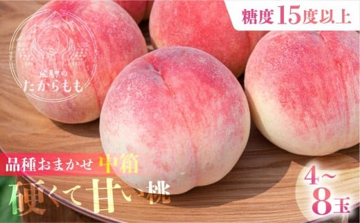 【2026年発送中】飛騨のたから桃 糖度15度以上 硬肉品種 (4-8玉)※8月末〜順次お届け | 小箱 桃 贈答用 最高級 甘い 硬い 品種 硬い桃 桃  朝採れ 高級 ギフト 品種お任せ ( 川中島 幸茜 初秋