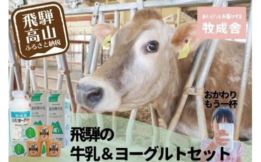 <牧成舎>飛騨の牛乳屋のこだわり 牛乳&ヨーグルト 4種セット | 飲むヨーグルト 生乳 乳製品 自社牧場 低温殺菌 生クリーム 飛騨 詰め合わせ まとめ買い セット  飲料 お取り寄せ 飛騨高