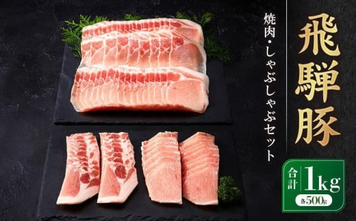 飛騨豚 焼肉・しゃぶしゃぶセット 合計1kg|ロース 大容量 たっぷり 肉 セット 食べ比べ BBQ 鍋 豚肉 高山米穀協業組合 FA010VC13岐阜県高山市9000肉豚肉