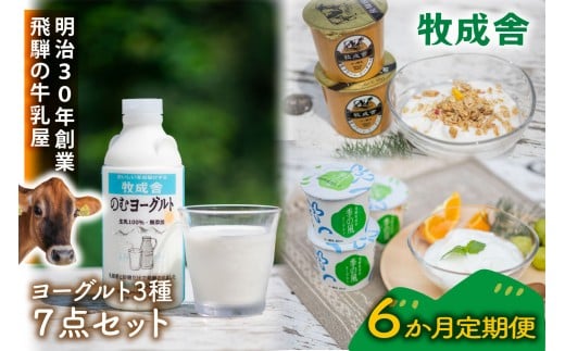 【6か月定期便】牧成舎のヨーグルト3種食べくらべセット|ヨーグルト 乳製品 デザート 朝食 食生活 牧成舎DF213岐阜県高山市30000菓子・スイーツアイス・ジェラート