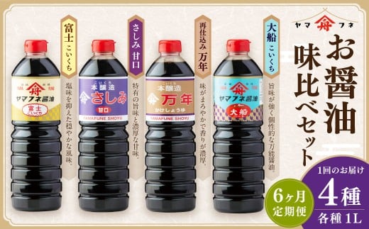 【6ヶ月定期便】 お醤油4種味比べセット / 調味料 醤油 しょうゆ おしょうゆ 濃口 こいくち 甘口 あまくち 料理 大分県 九重町大分県九重町110000調味料・油醤油