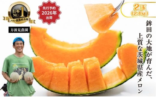 【来年2026年】先行予約!茨城県鉾田市産 むつみレッドメロン メロン めろん 2玉(1.2kg以上×2)|方波見農園 《安心安全栽培》上品な甘さ 絶品 産地直送 赤肉 高級 おすすめ 人気 BMW農法 ジ