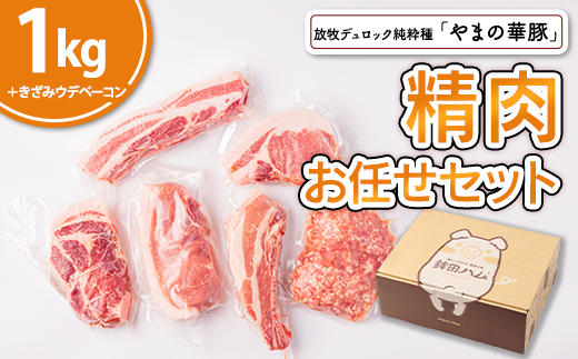 放牧デュロック純粋種「やまの華豚」精肉お任せセット(きざみウデベーコン付)茨城県鉾田市25000肉豚肉