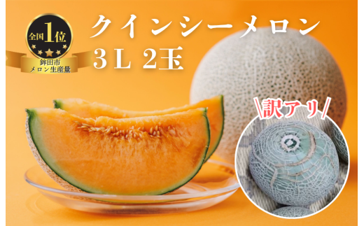 【訳あり】クインシーメロン(3L×2玉)茨城県鉾田市13500果物・フルーツメロン・スイカ