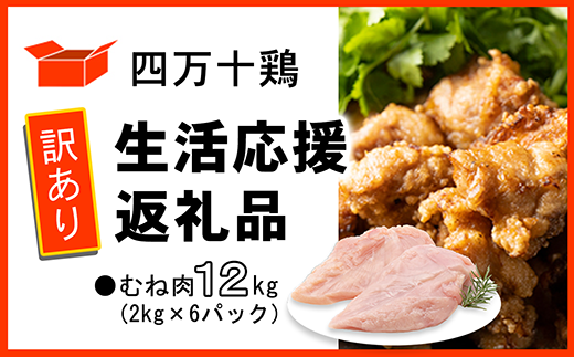 【訳あり】四万十鶏 むね肉 12kg (生活応援返礼品)高知県中土佐町42000肉鶏肉