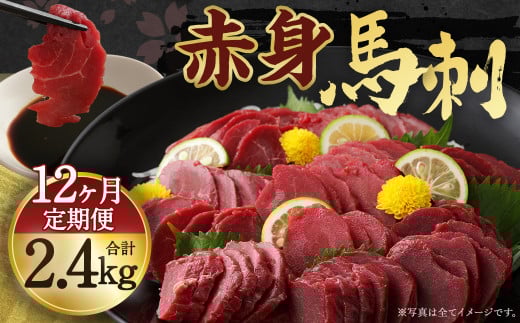 【定期便年12回】赤身 馬刺し ブロック 約200g ×12回 合計約2.4kg (約100g×24パック) 馬肉熊本県人吉市120000肉ジビエ
