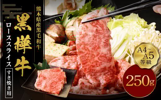 くまもと黒毛和牛 黒樺牛 A4~A5等級 ローススライス すき焼き用 250g熊本県人吉市15000肉牛肉