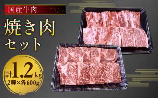 国産 牛肉 焼肉 セット 約1.2kg (300g×2)×2種 タレ付き熊本県人吉市50000肉牛肉