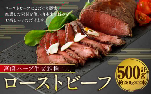 宮崎 ハーブ牛 交雑種 ローストビーフ 約500g ( 約250g × 2本 ) 肉 お肉 牛 牛肉 ブロック 冷凍 国産熊本県人吉市16000肉牛肉
