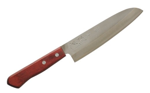 「則光刃物店」 ステンレス三徳包丁 16.5cm (木製柄・赤茶色) 包丁 万能包丁 料理 簡単 ステンレス熊本県人吉市35000雑貨・日用品調理器具