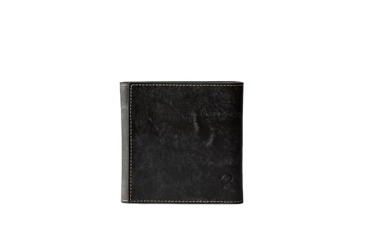 本革製三つ折り財布(ショルダーベルト付き)(ブラック×グレー)/ イタリア製 本革 革 財布 三つ折り財布 高級 おしゃれ サイフ さいふ メンズ レディース ブラック 黒色 ラフトレザーズ兵庫県
