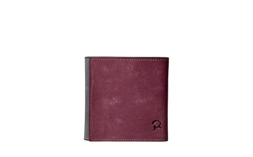 本革製三つ折り財布(ショルダーベルト付き)(パープル×ネイビー)/ イタリア製 本革 革 財布 三つ折り財布 高級 おしゃれ サイフ さいふ メンズ レディース パープル 紫色 ラフトレザーズ兵庫